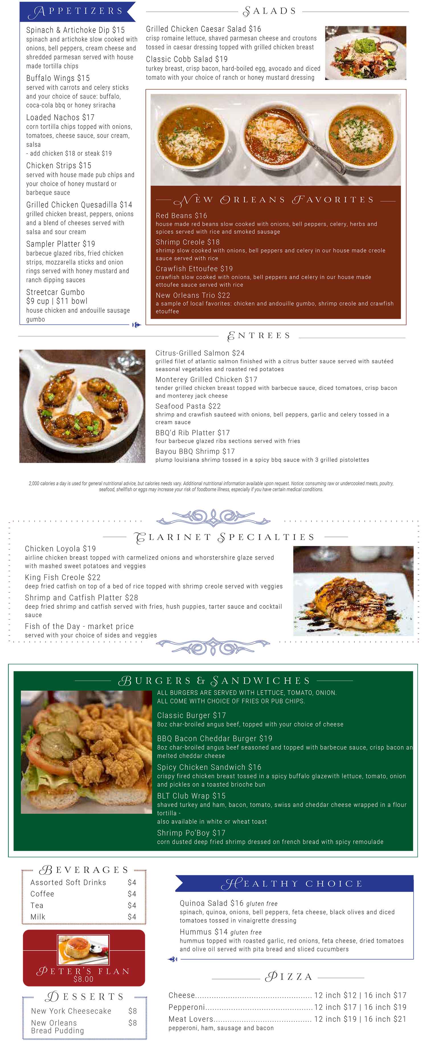 Dinner Menu Bistreaux