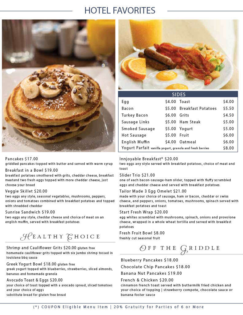 Clarinet Bistreaux Brunch Menu Page 1