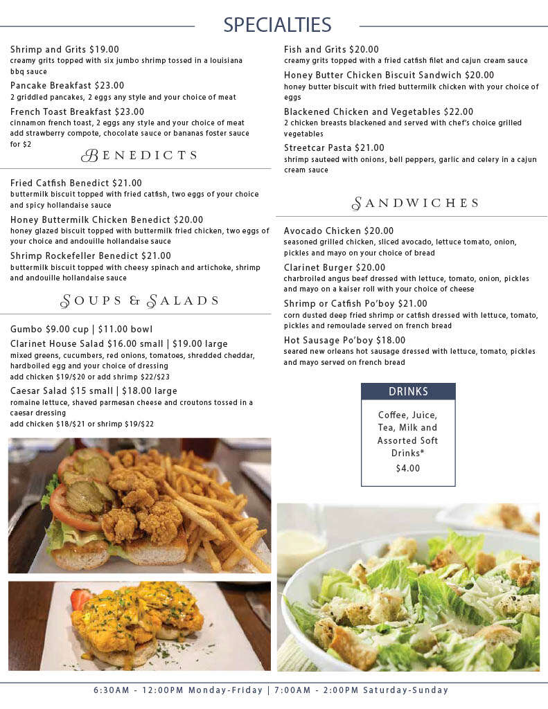 Clarinet Bistreaux Brunch Menu Page 2