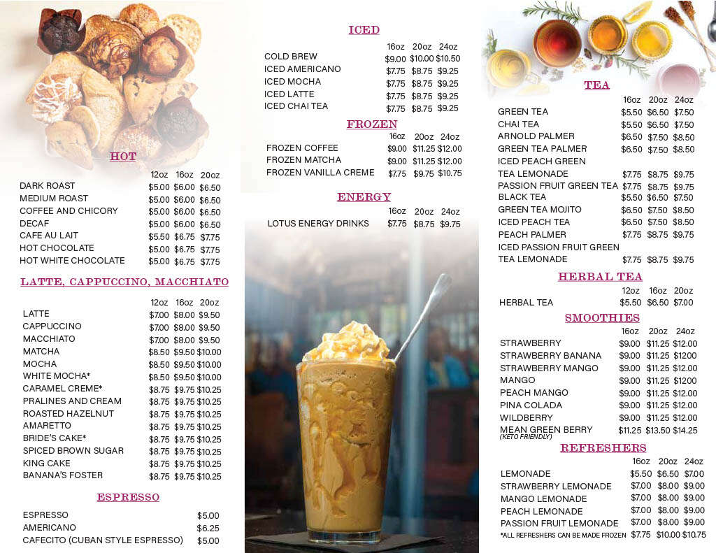 Coffee Shop Menu Page 1